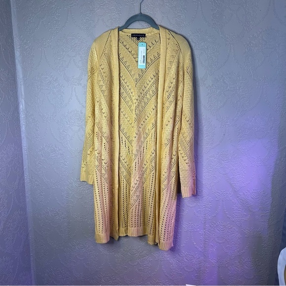 Sweaters - Yellow Open Knit Women's Sweater Love Ellie L Stitch Fix crochet butter yellow